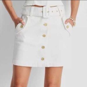 Future Collective by Jenee Naylor White Button-Front Mini Skirt